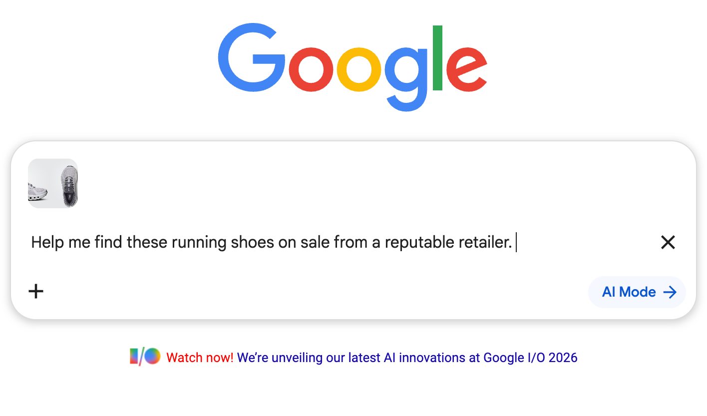 The new intelligent Search box lets users enter conversational prompts alongside images.